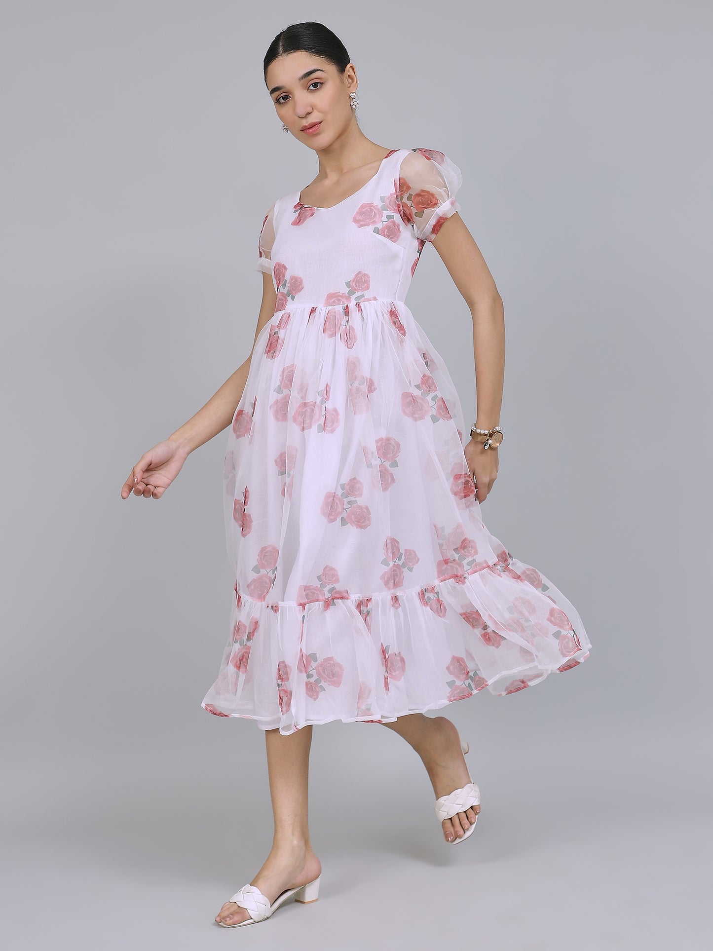 Enchanting Organza Mini Dress (White)