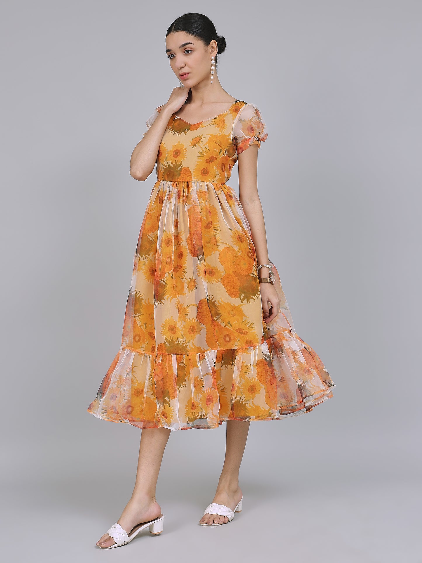 Enchanting Organza Mini Dress (Yellow)