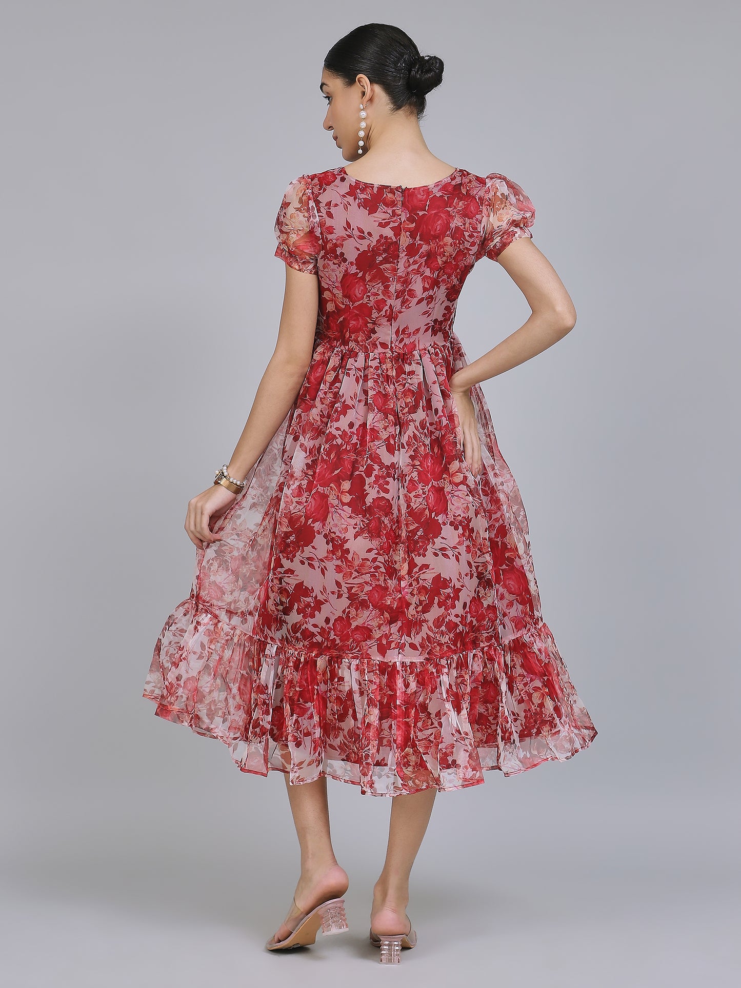 Enchanting Organza Mini Dress (Red)