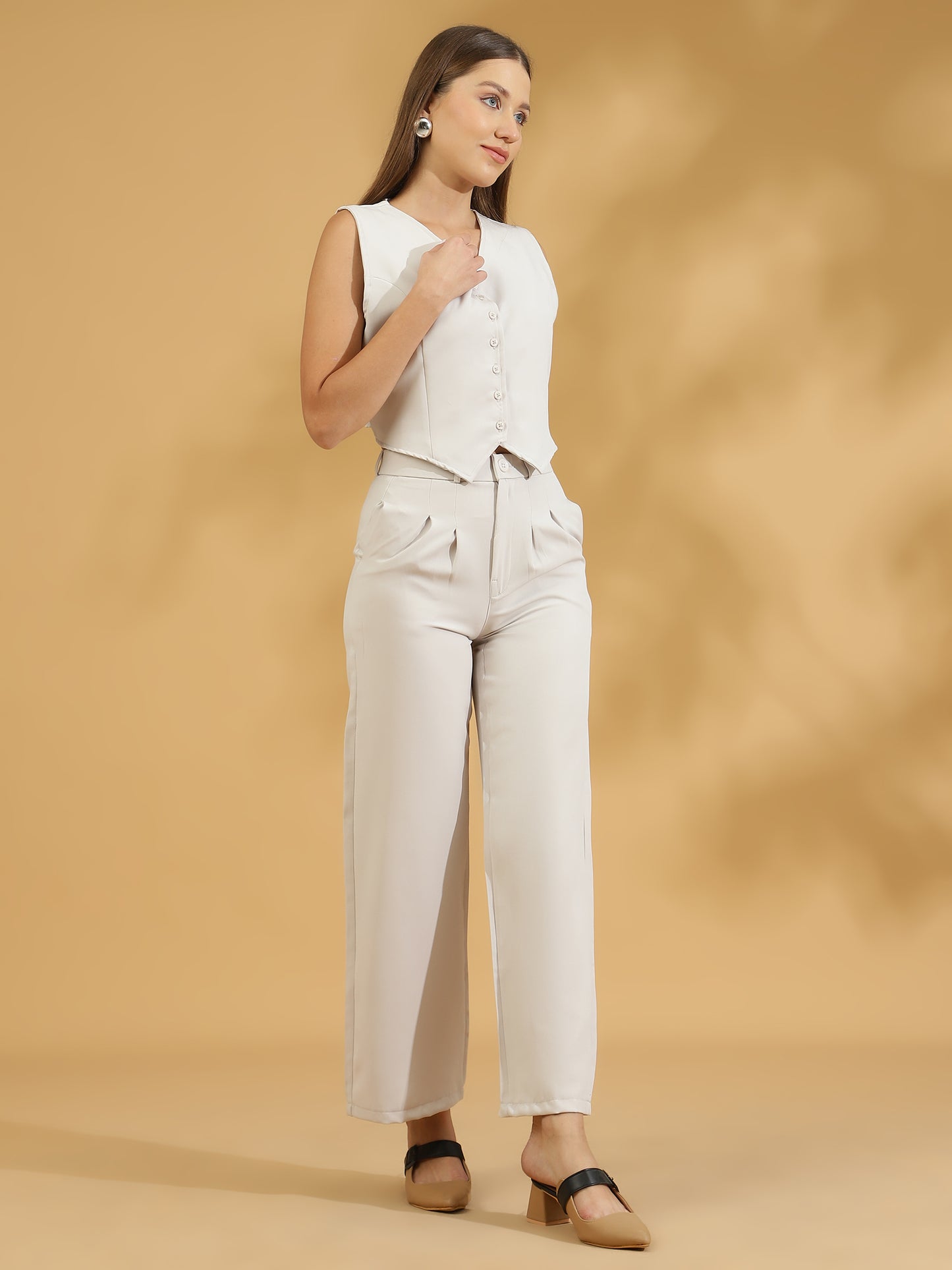 Elegant Matching Vest and Trouser (White)