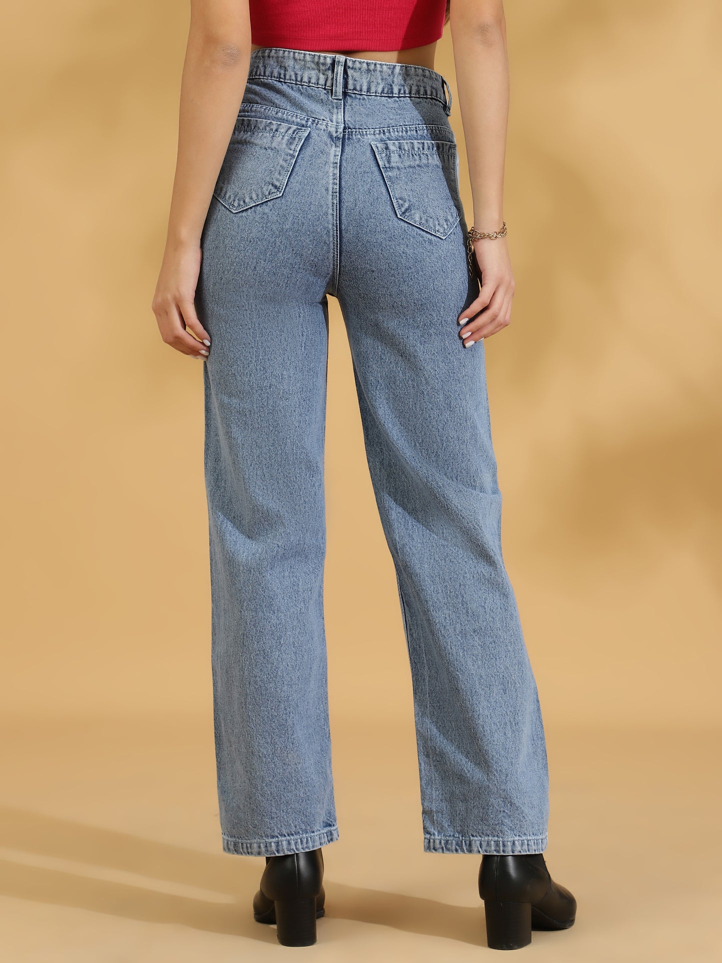 High Rise Straight fit Light Jean (Blue)