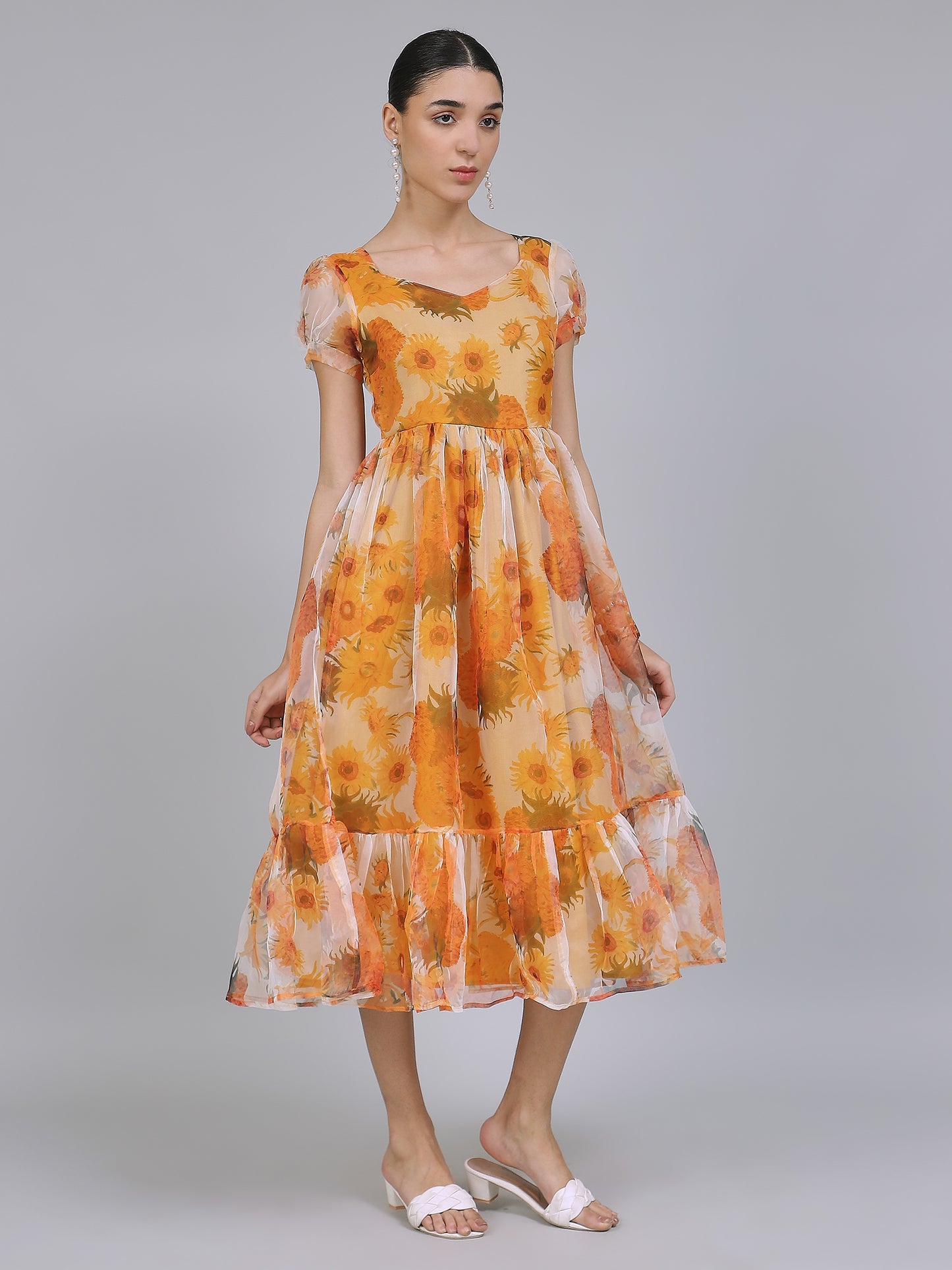 Enchanting Organza Mini Dress (Yellow)