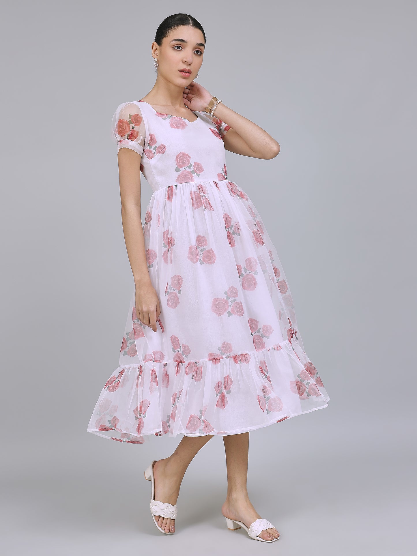 Enchanting Organza Mini Dress (White)