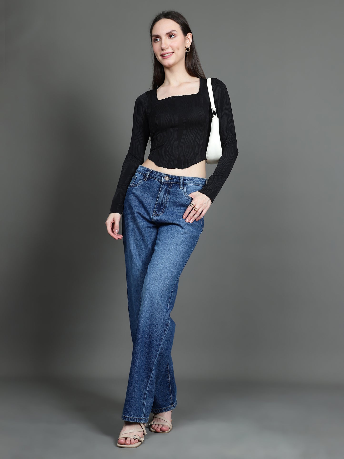Full Sleeve Square Neck T-Shirt (Black)
