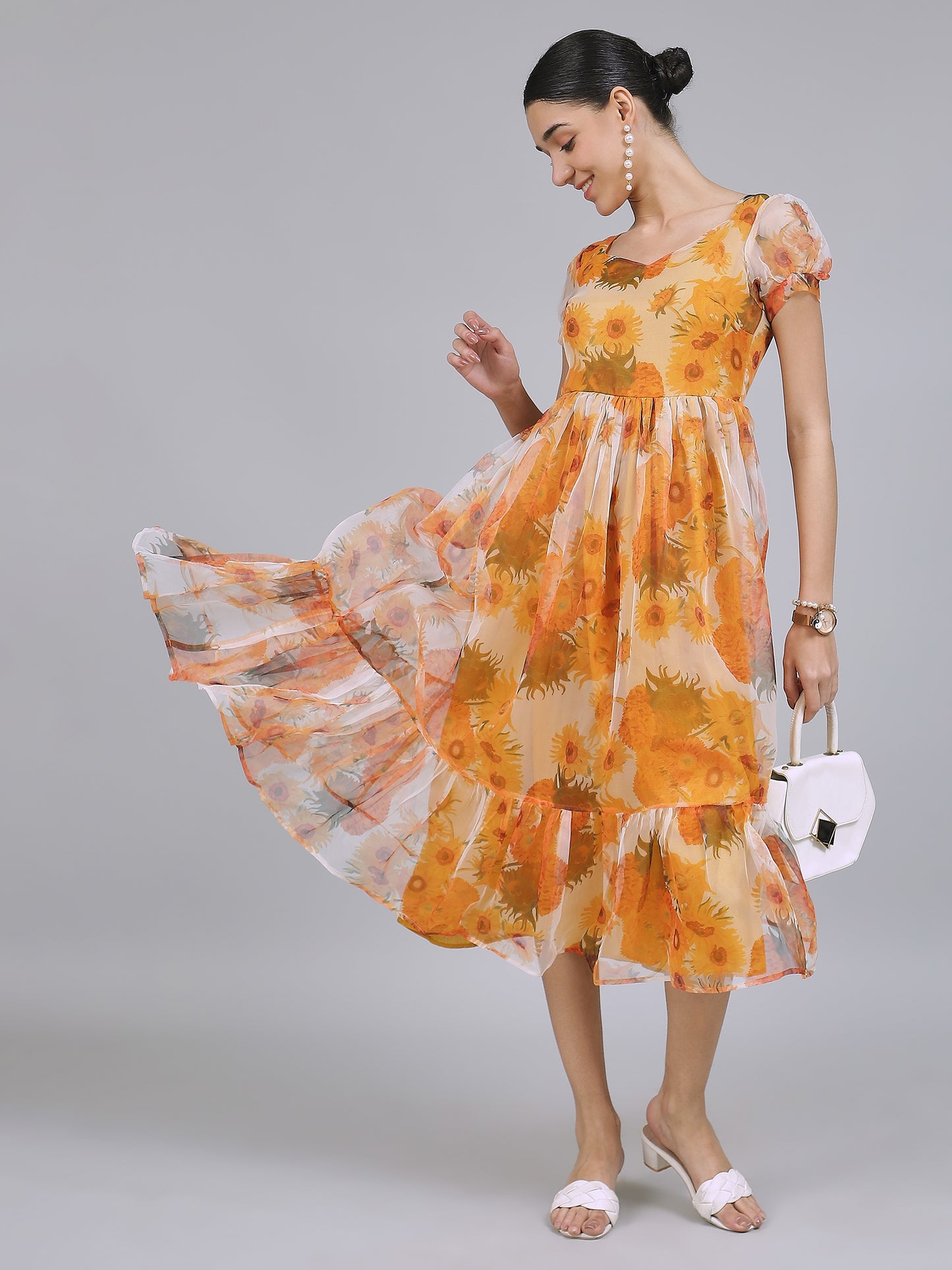 Enchanting Organza Mini Dress (Yellow)