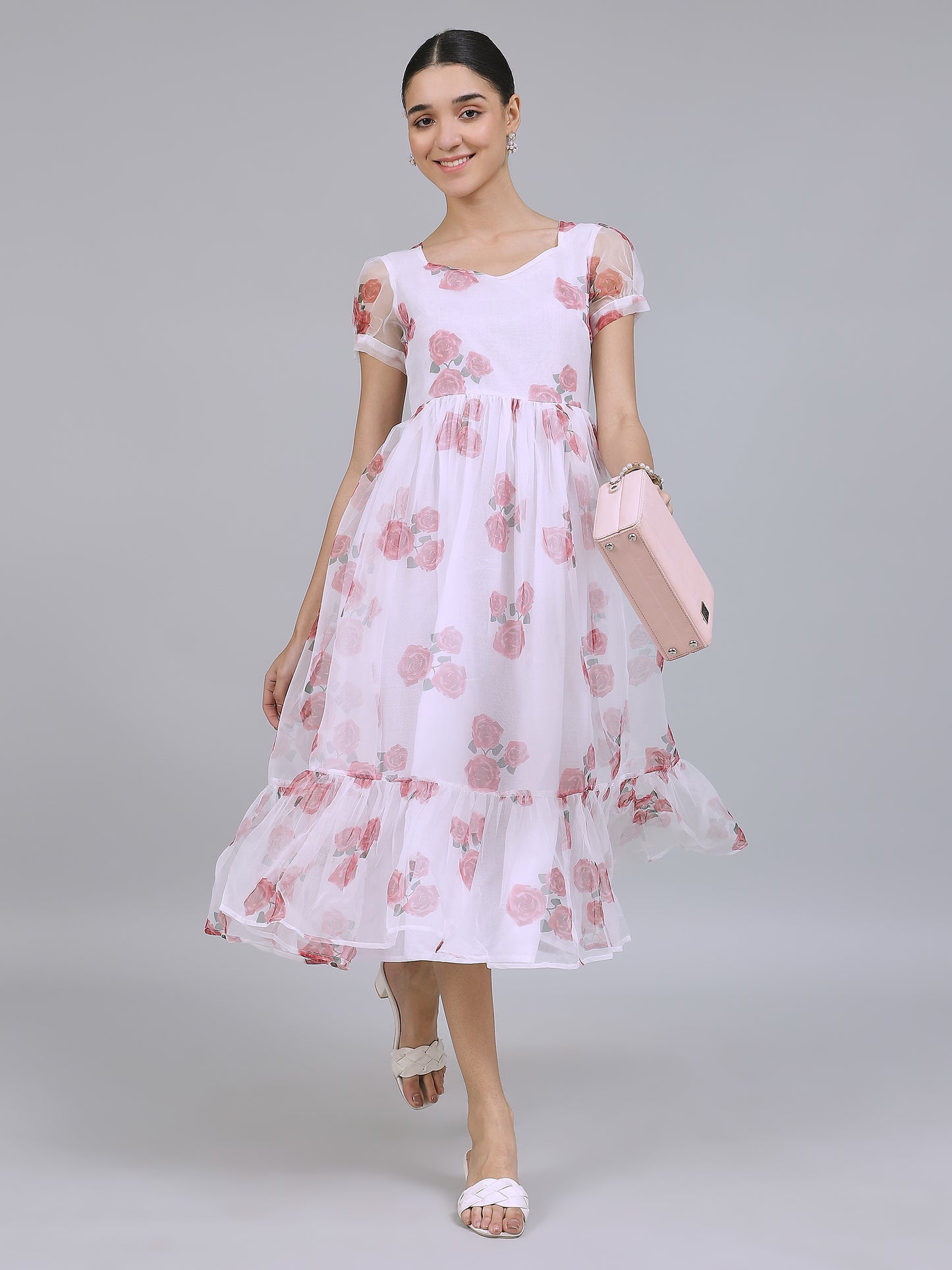 Enchanting Organza Mini Dress (White)