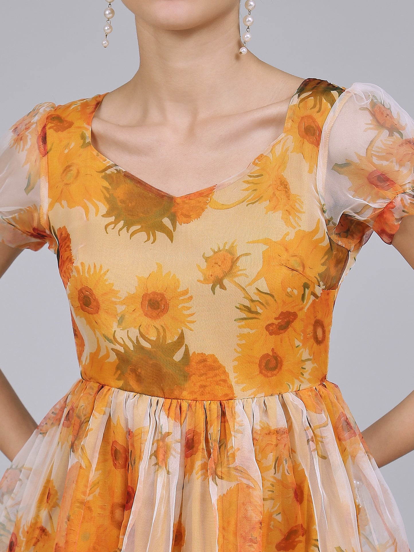 Enchanting Organza Mini Dress (Yellow)