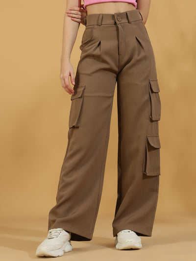 Korean Wide Leg Baggy Pants (Dark Beige)