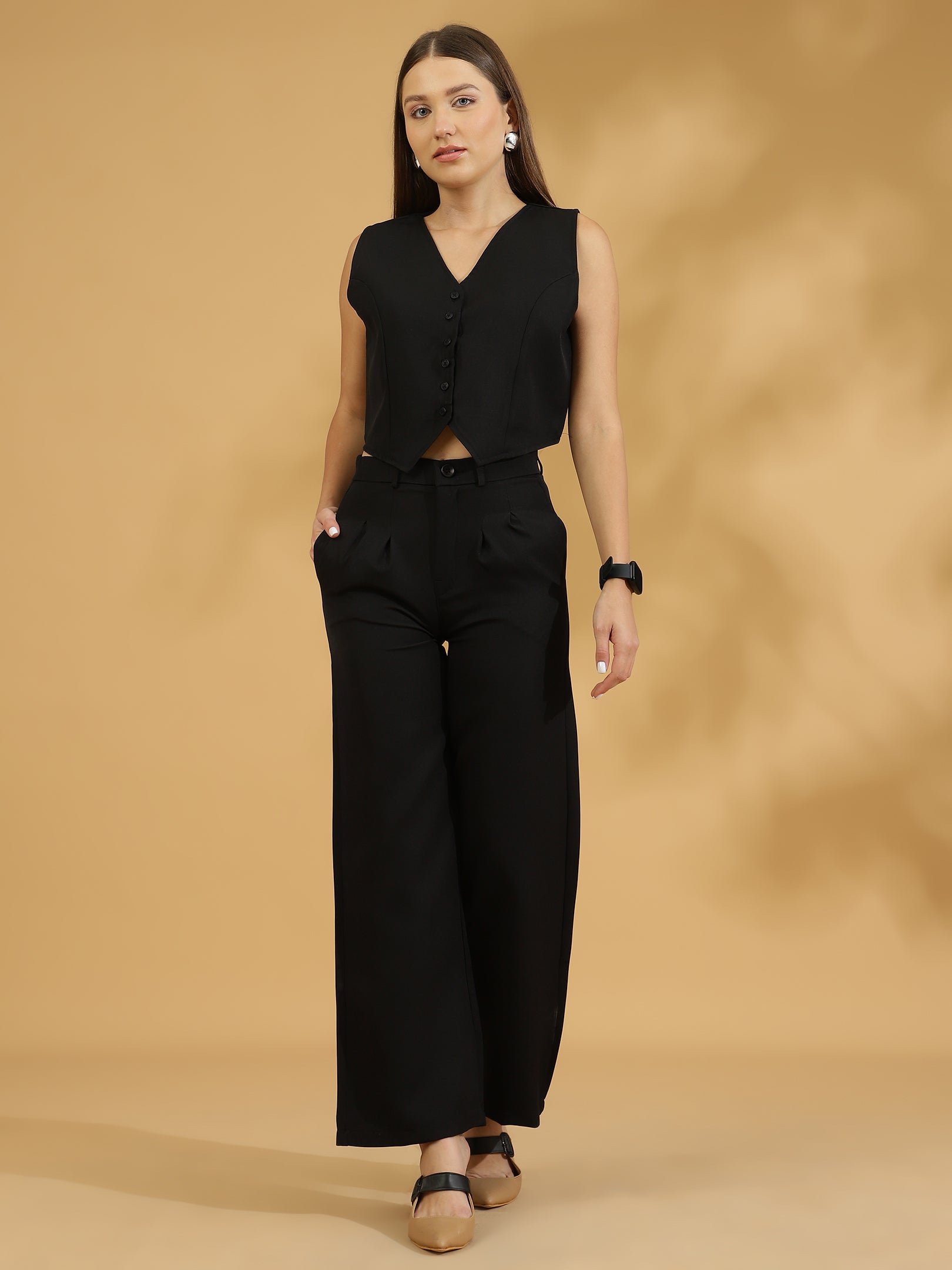 Elegant Matching Vest and Trouser (Black)