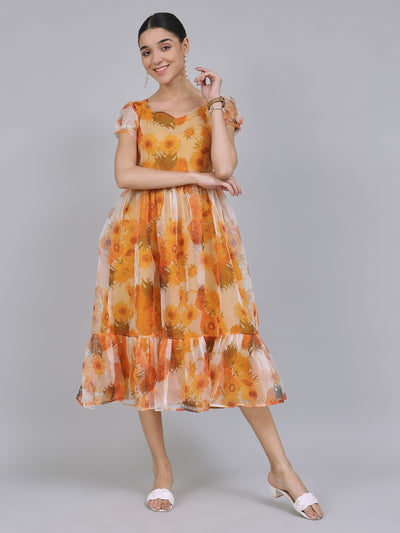 Enchanting Organza Mini Dress (Yellow)