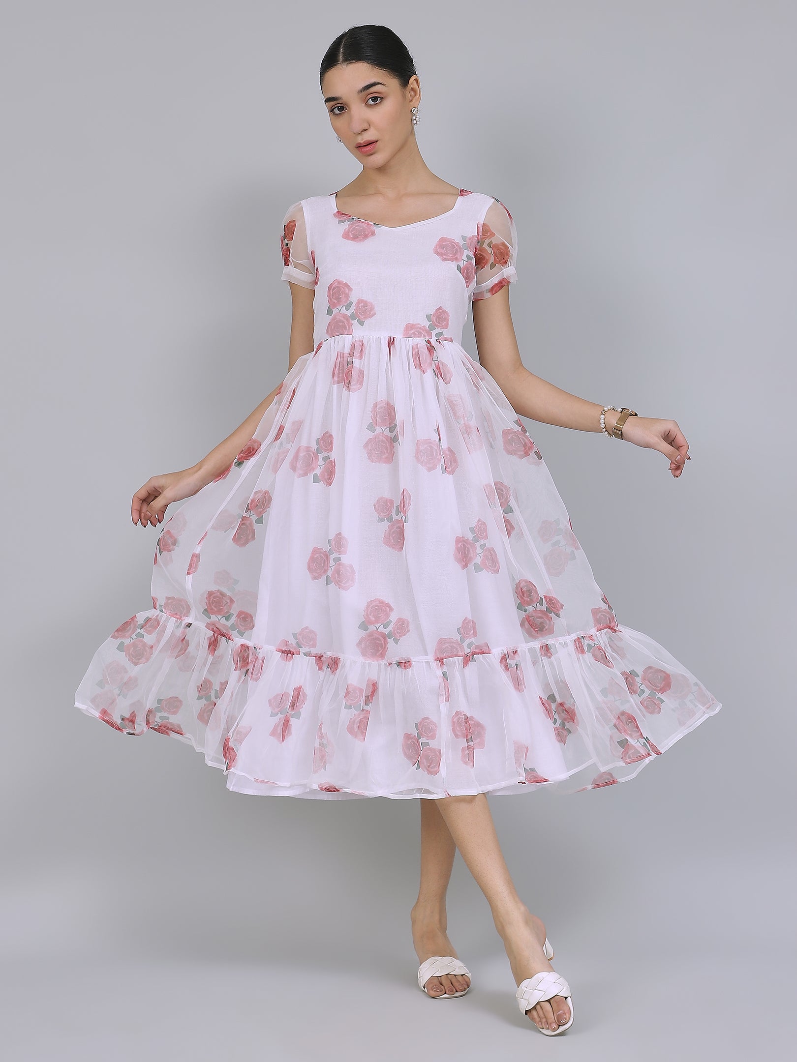 Enchanting Organza Mini Dress (White)