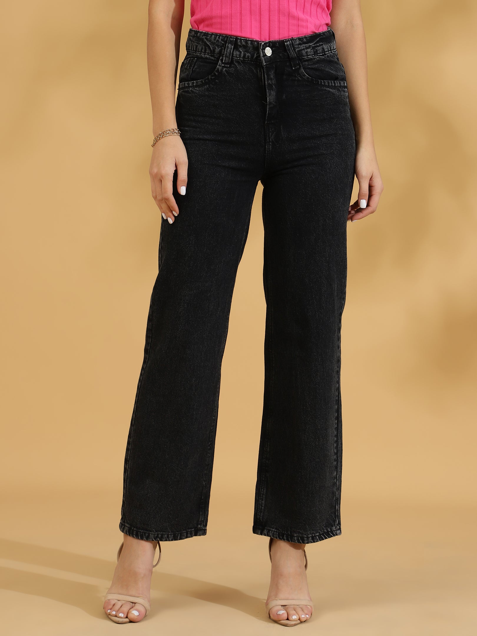 High Rise Straight fit Jean (Charcoal Grey)