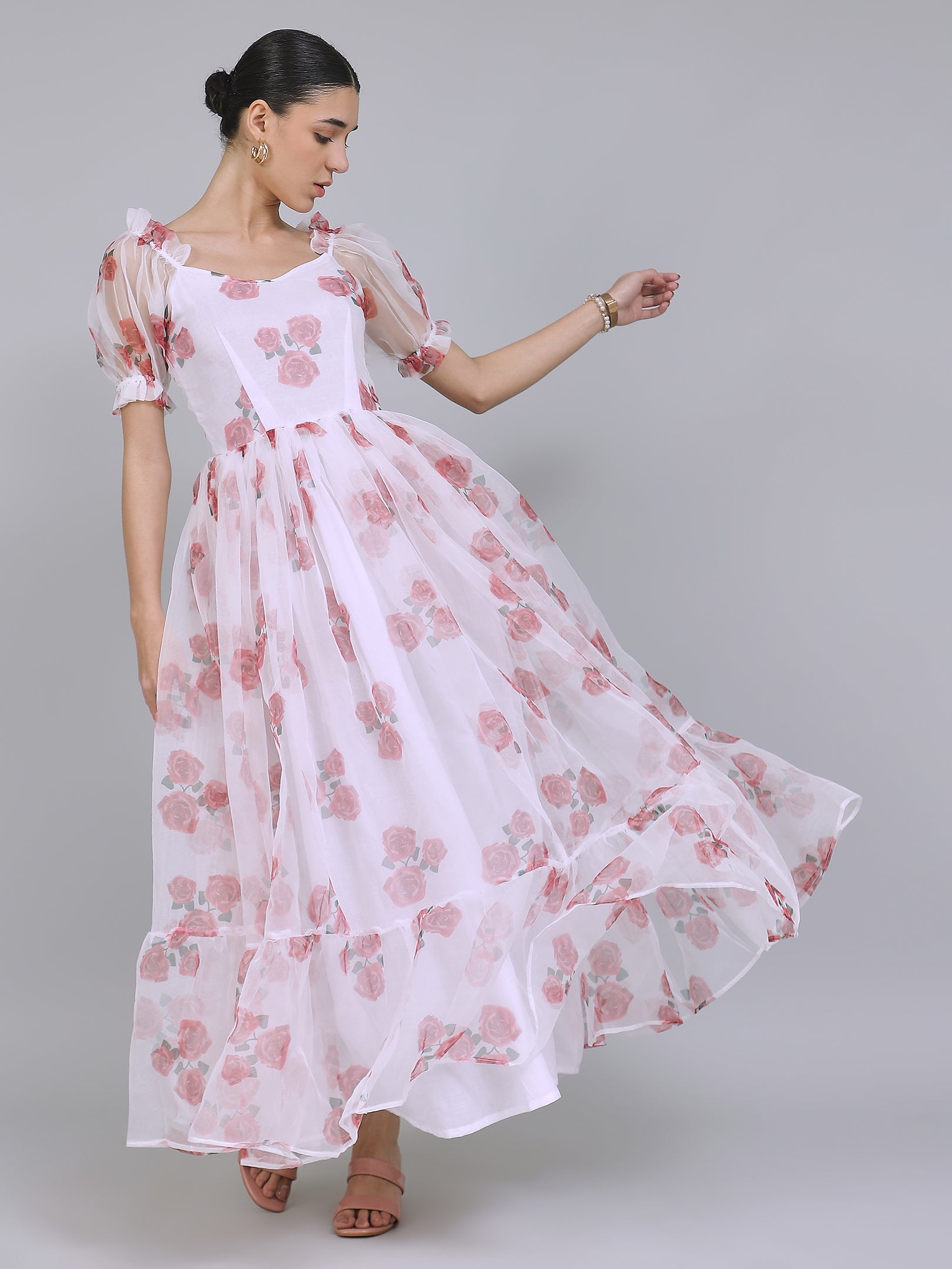 Divine Organza Long Dress (White)