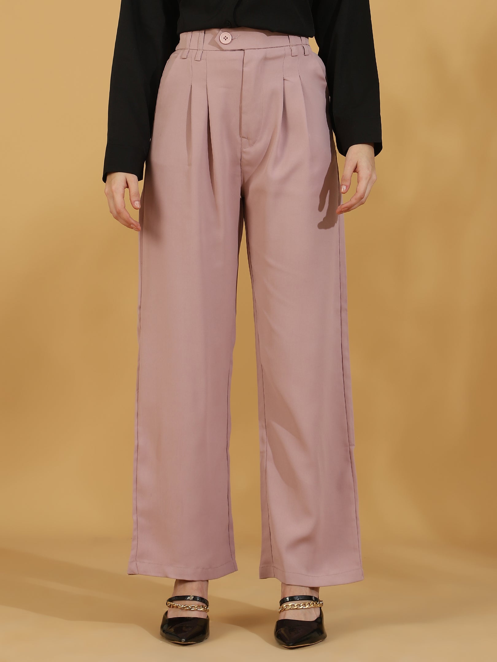 Tailored Pleat Korean Pants (Baby Pink)