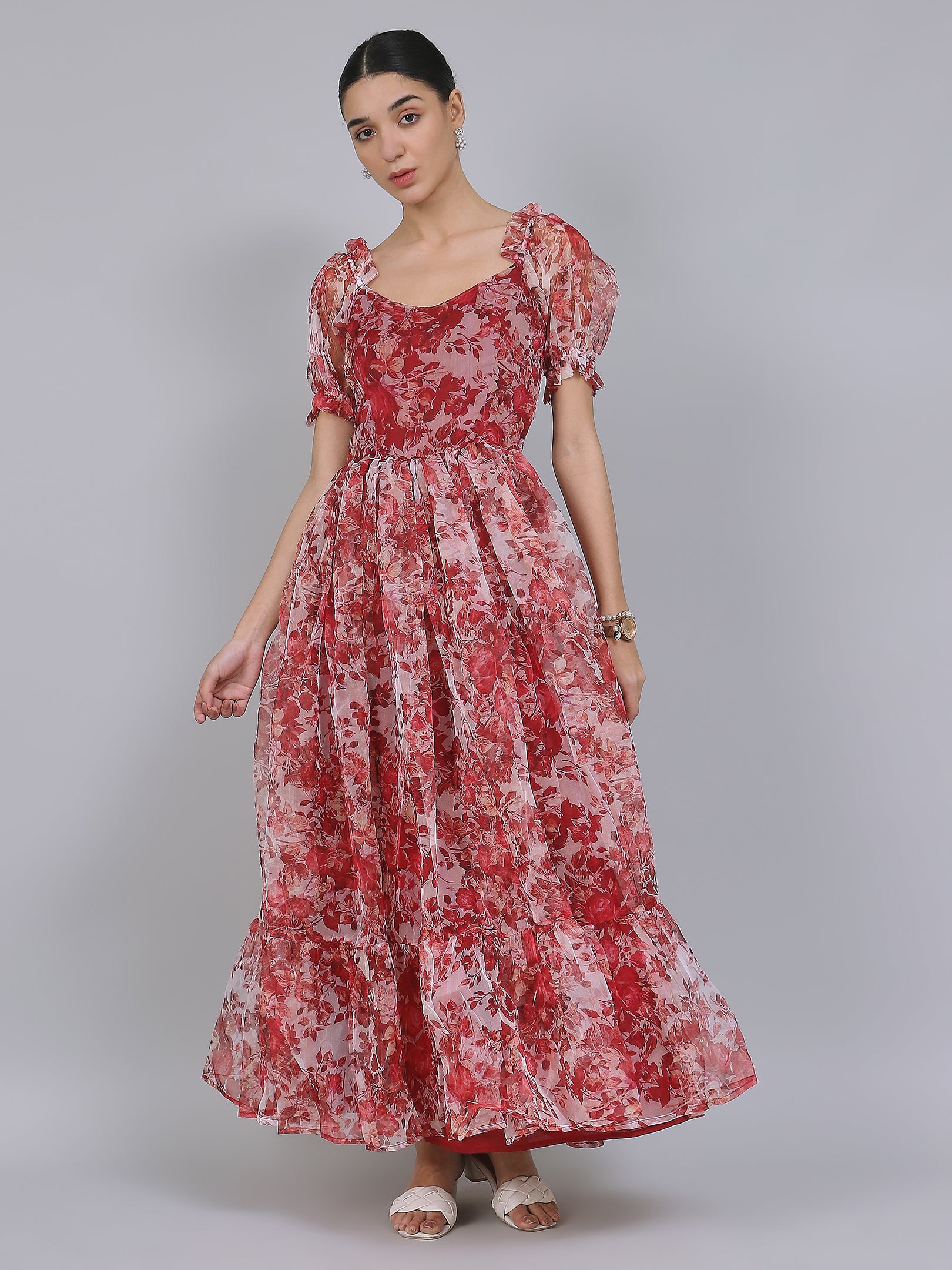 Divine Organza Long Dress (Red)