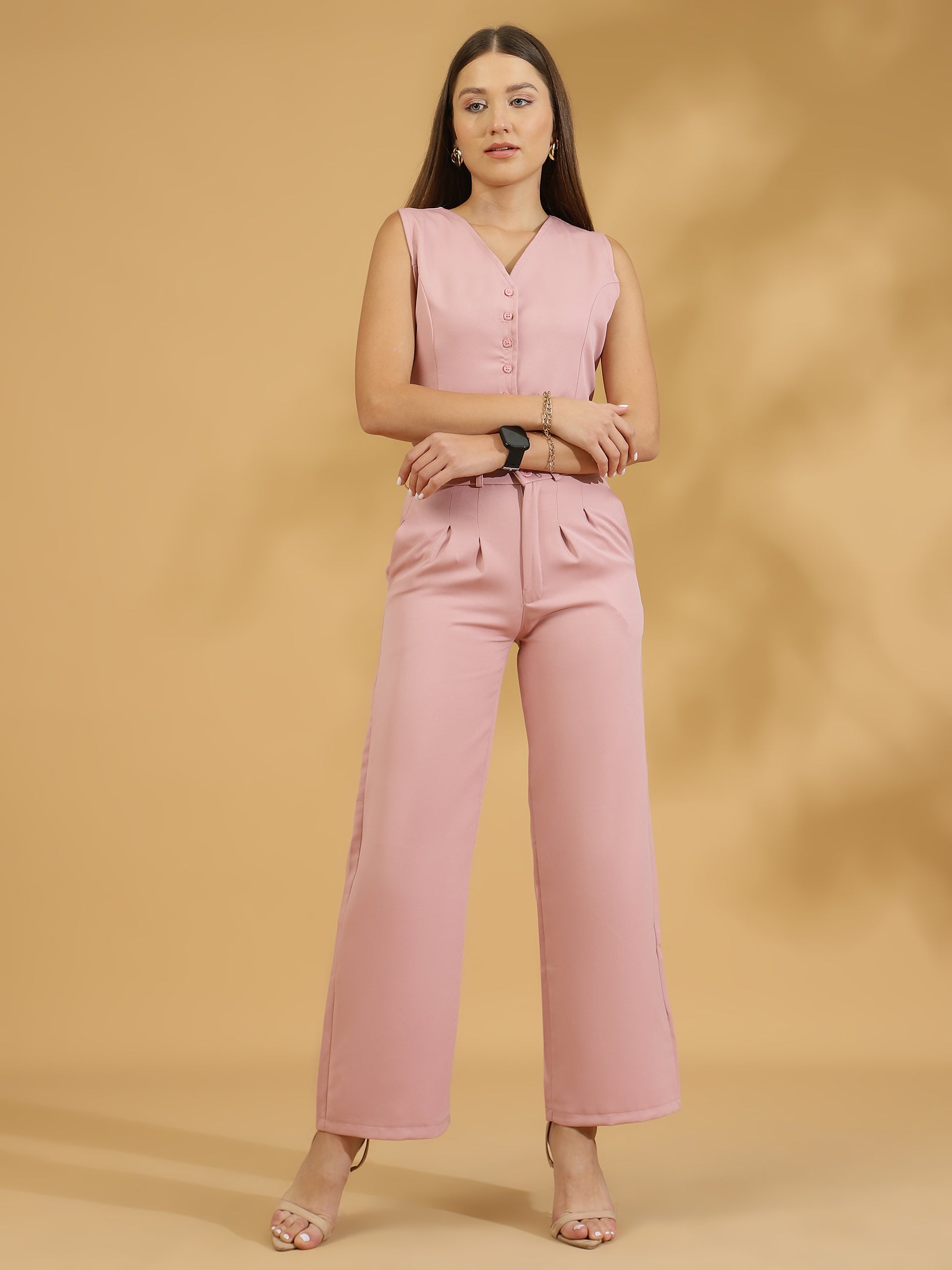 Elegant Matching Vest and Trouser (Baby Pink)