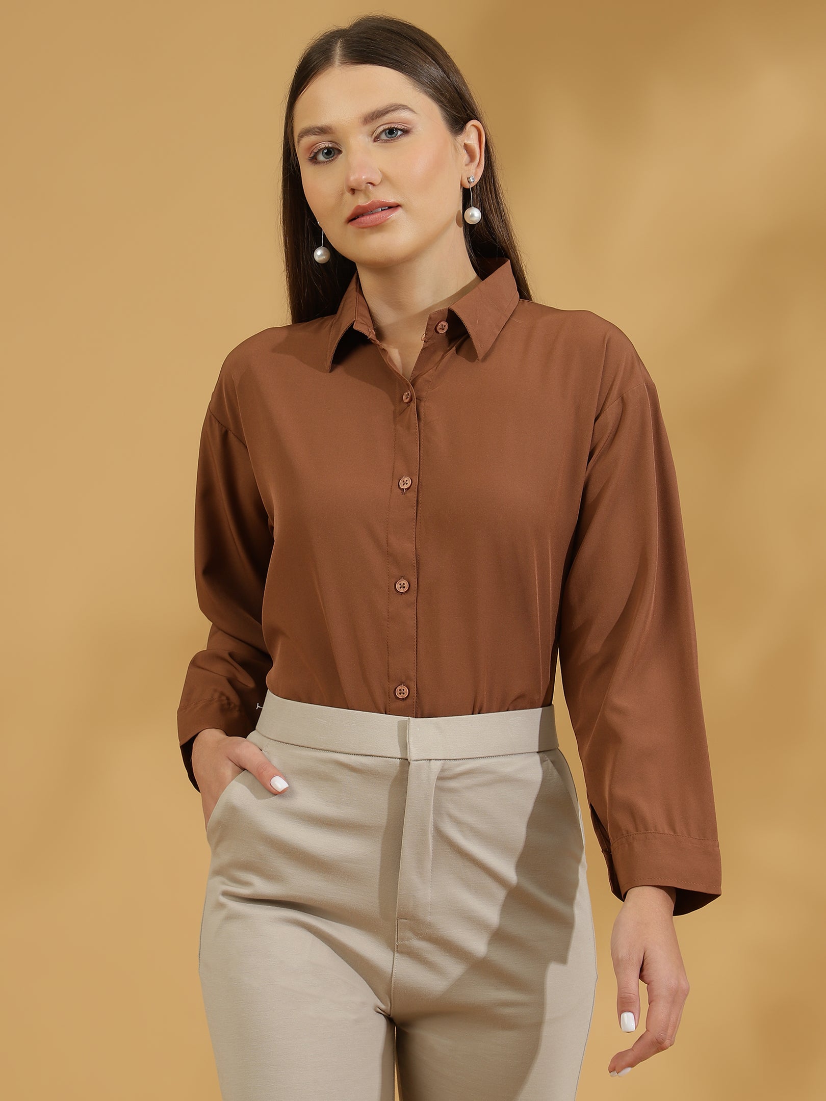 Buttersoft Korean Shirt (Light Brown)