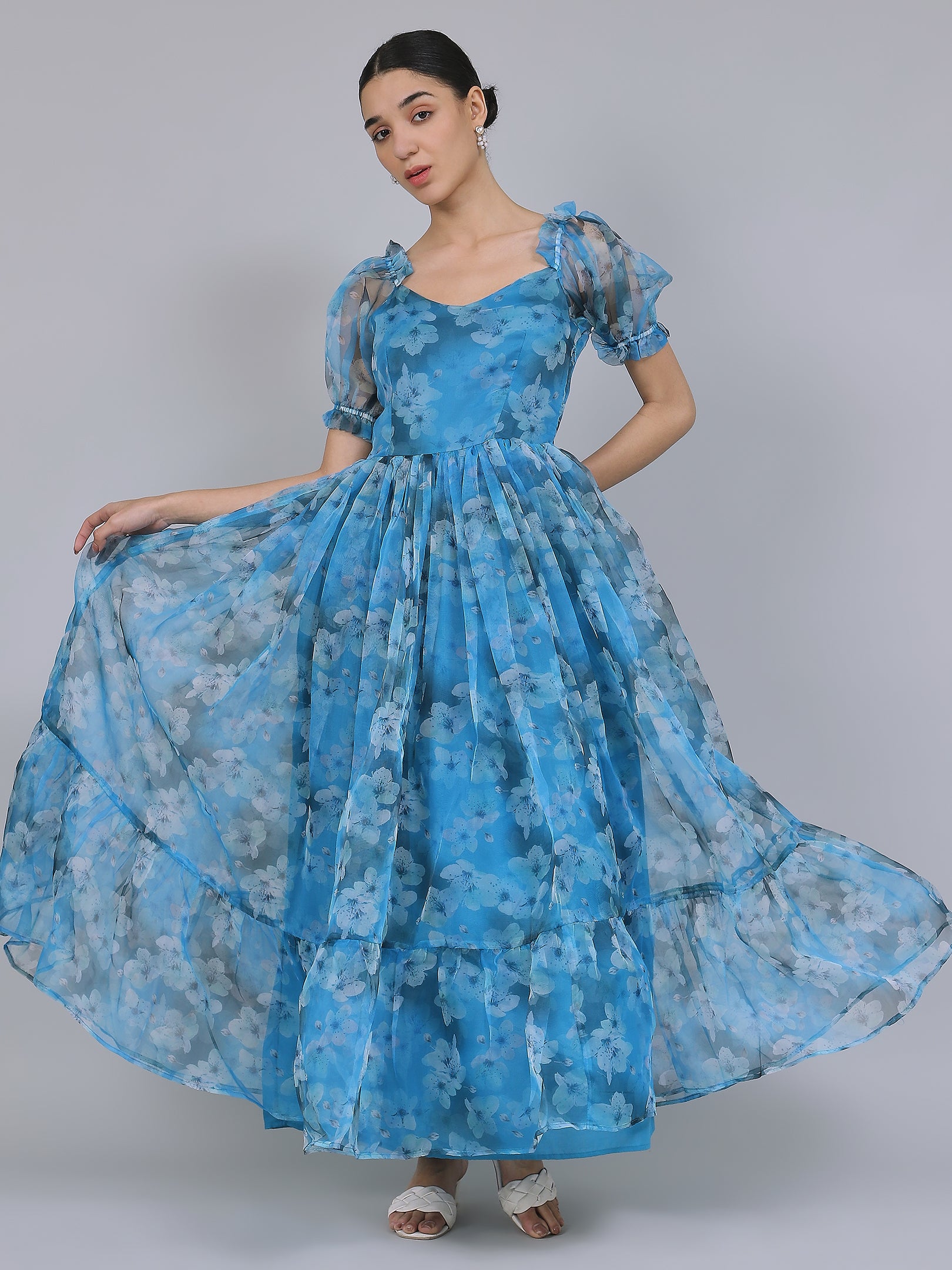 Divine Organza Long Dress (Blue)