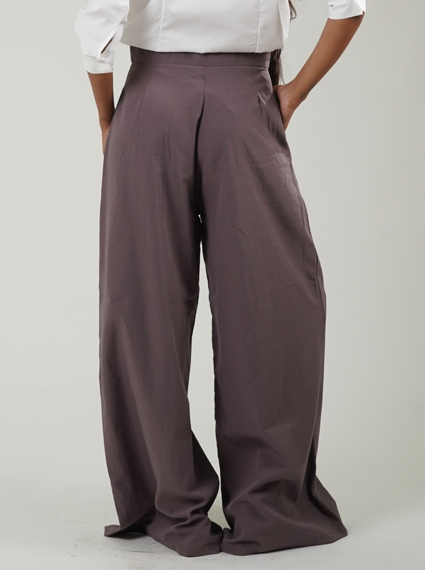 High Waist Wide Leg Korean Trousers (Purple)