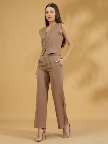Elegant Matching Vest and Trouser (French Beige)