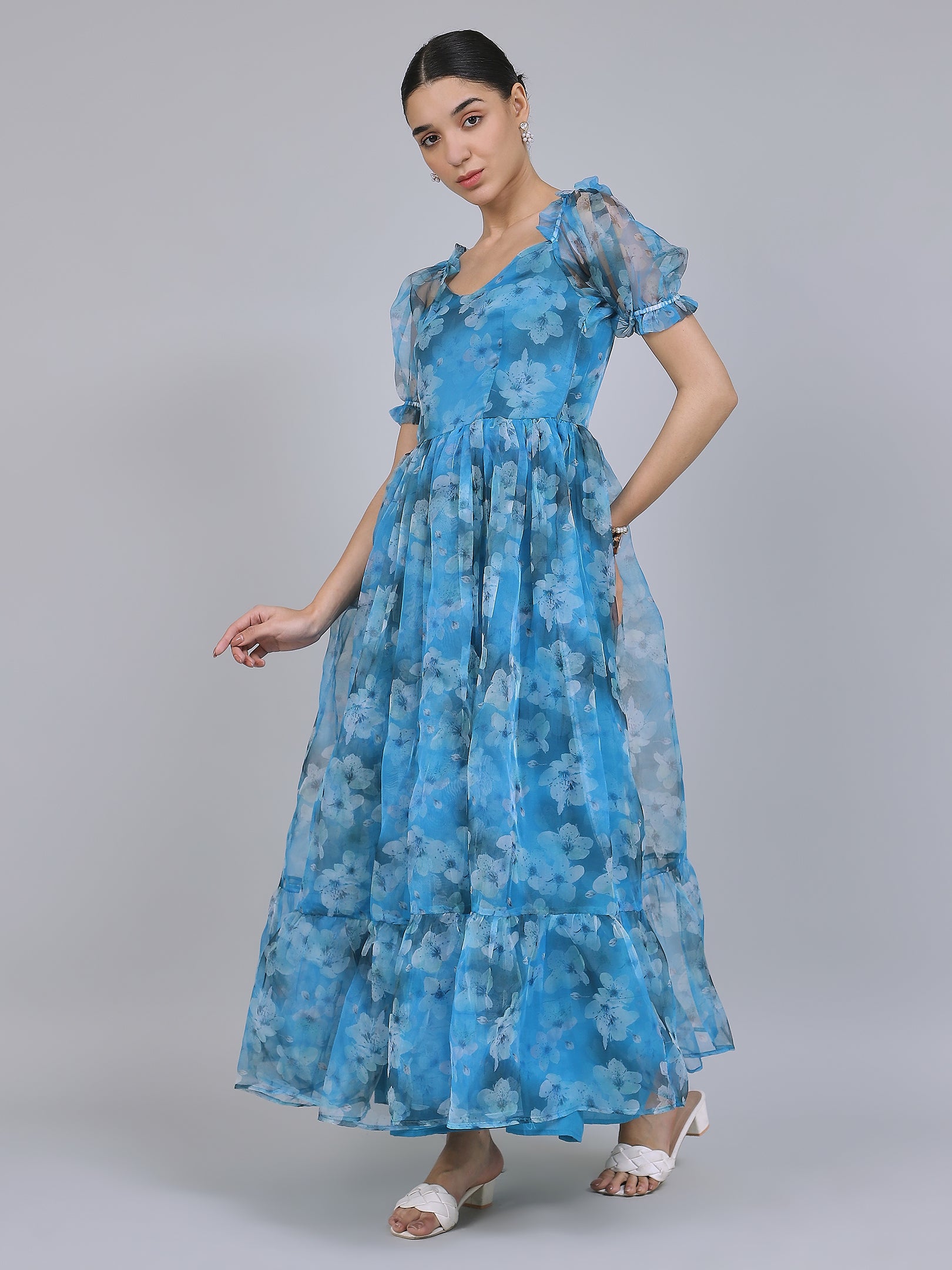 Divine Organza Long Dress (Blue)
