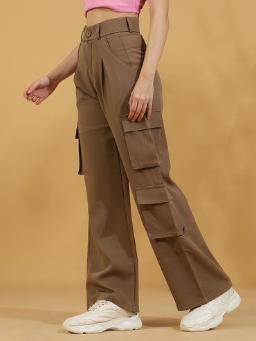 Korean Wide Leg Baggy Pants (Dark Beige)