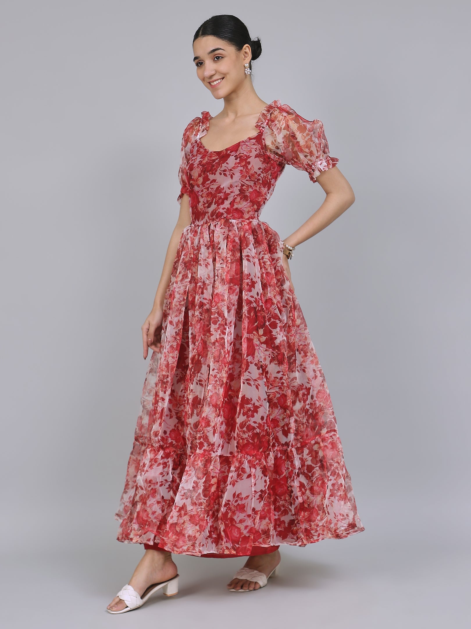 Divine Organza Long Dress (Red)