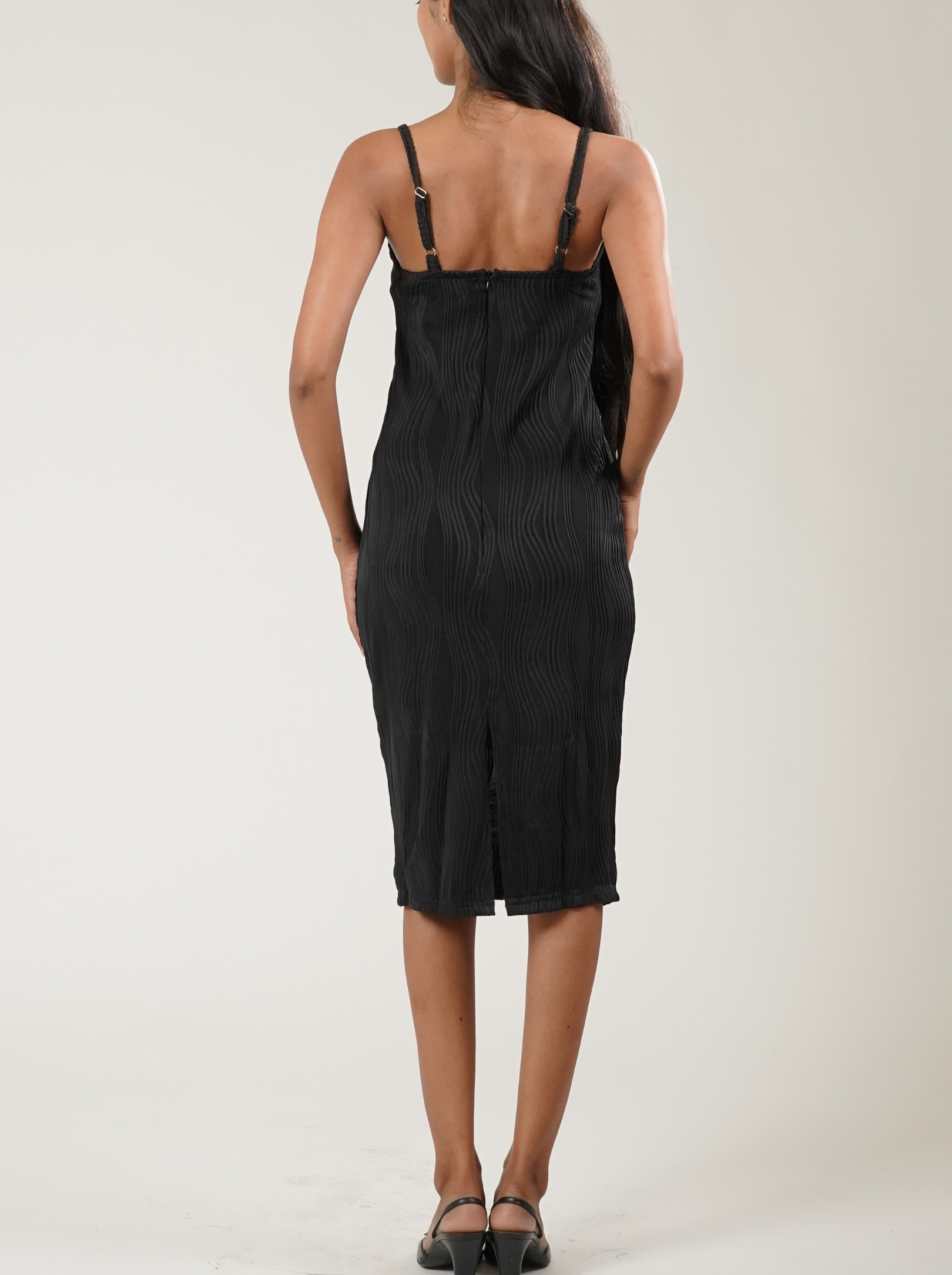 Brighton Textured Sleeveless Bodycon (Black)