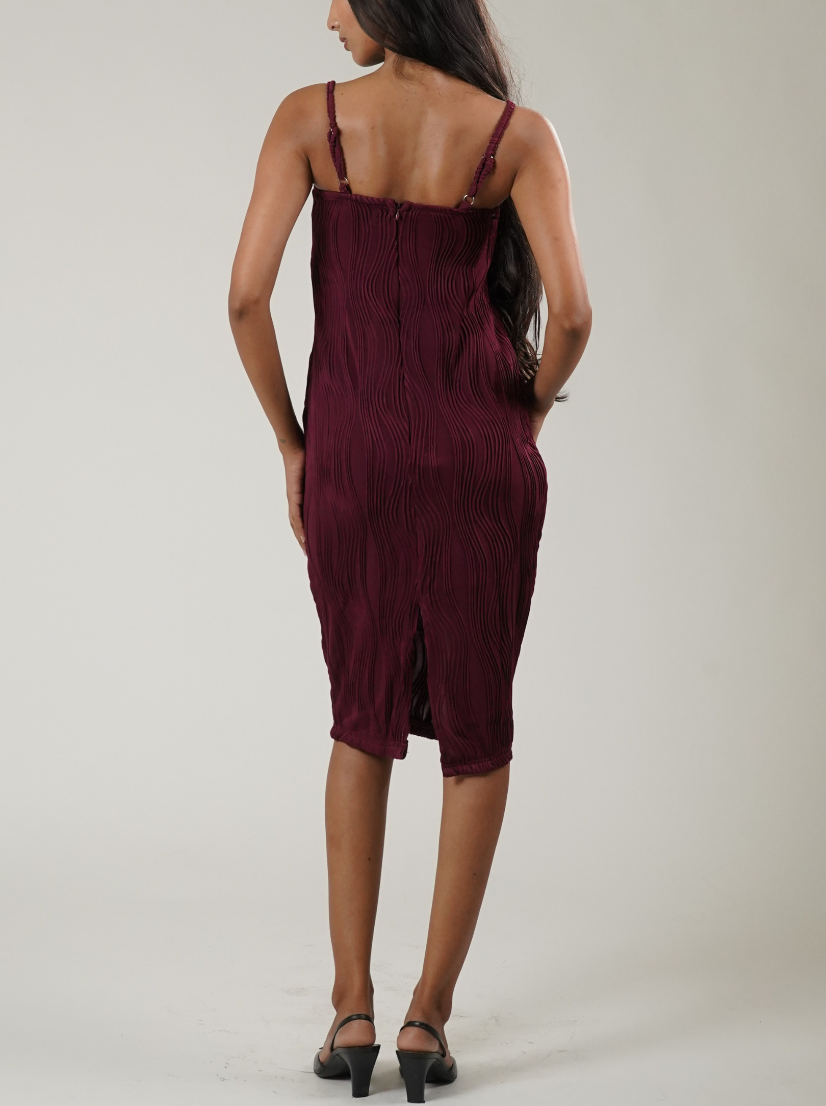 Brighton Textured Sleeveless Bodycon (Maroon)