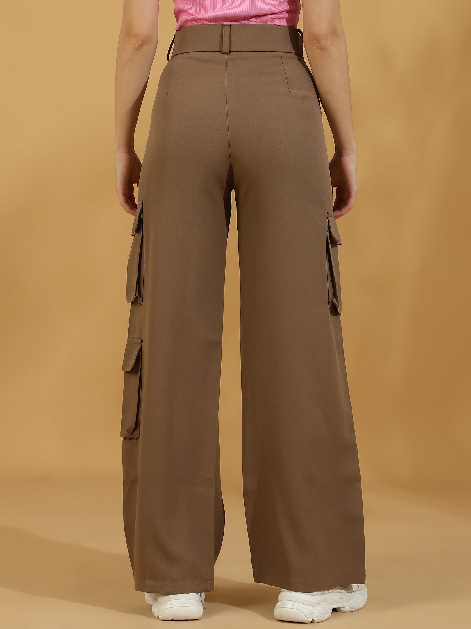 Korean Wide Leg Baggy Pants (Dark Beige)