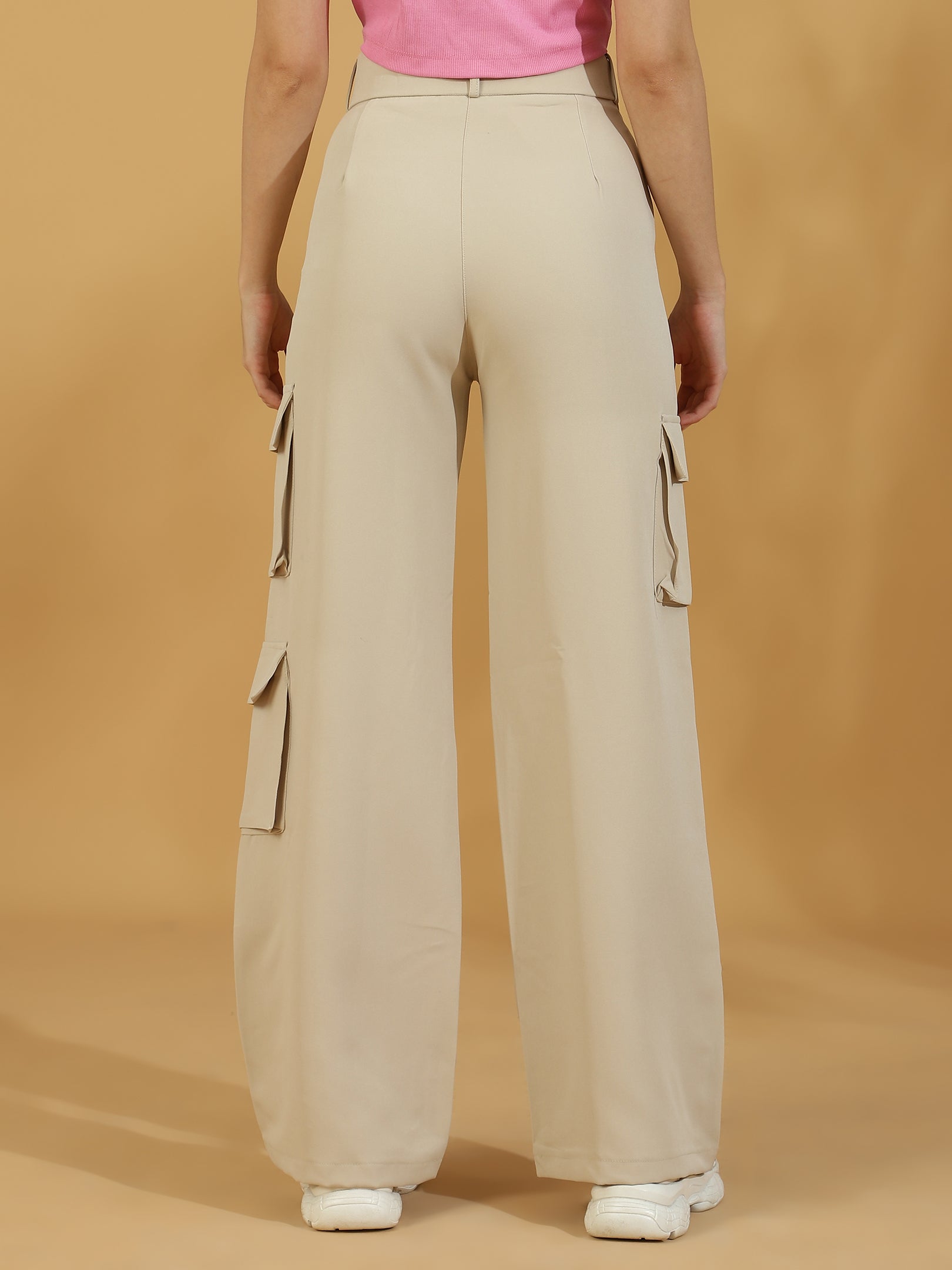 Korean Wide Leg Pants (Light Beige)