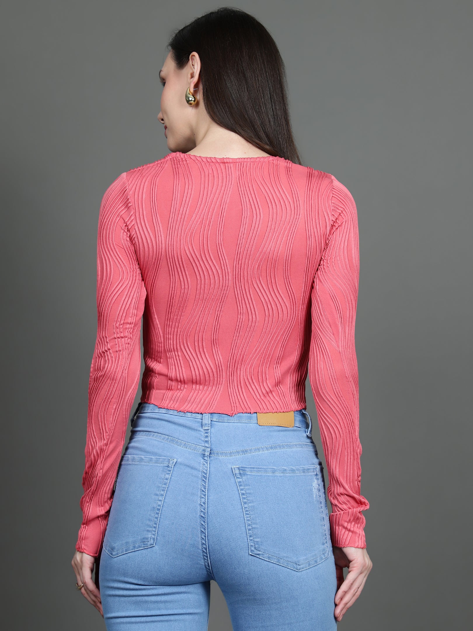 Full Sleeve Square Neck T-Shirt (Candy Pink)