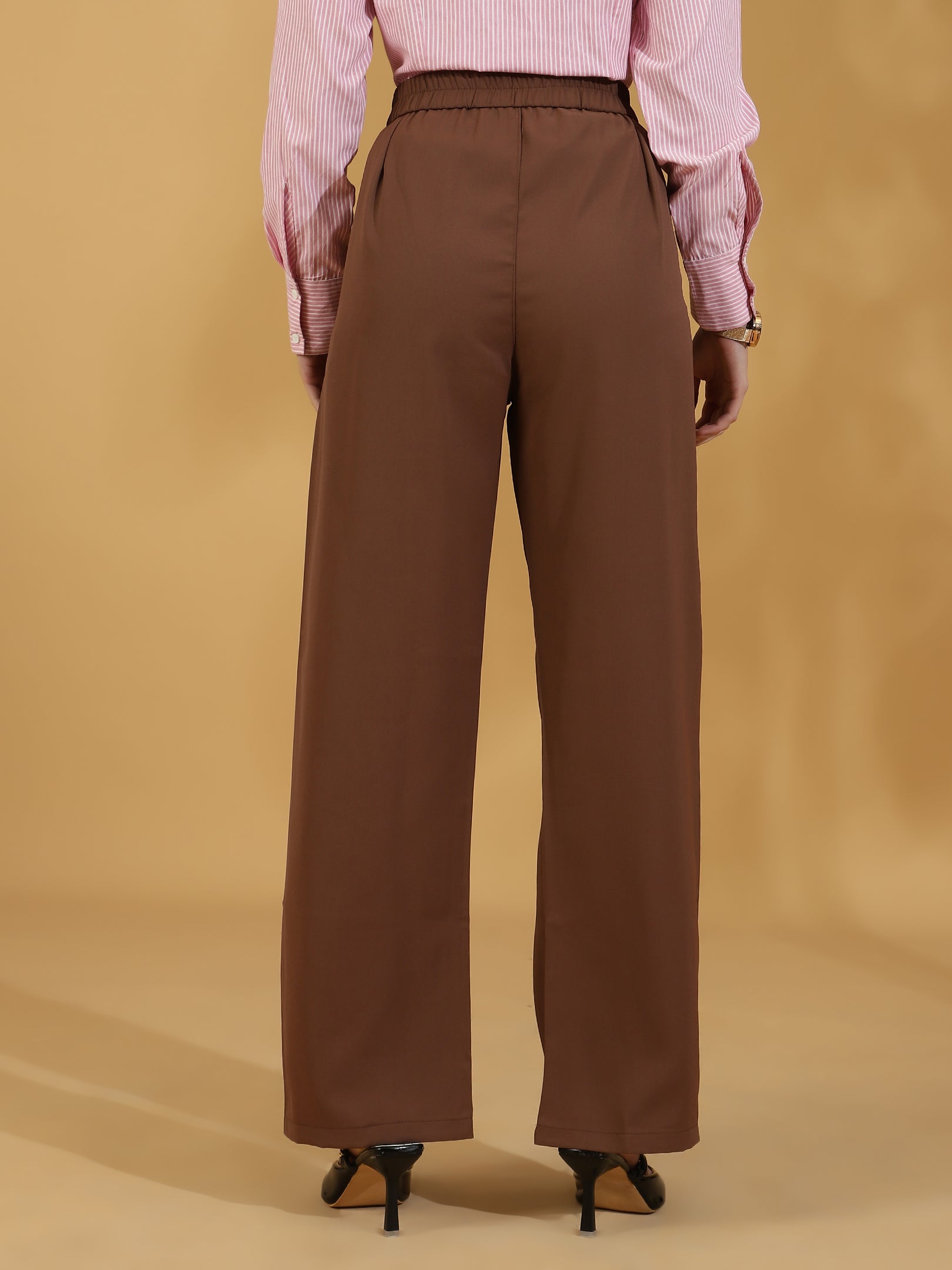 Tailored Pleat Korean Pants (Brown)