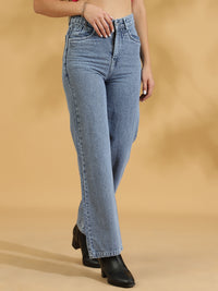 High Rise Straight fit Light Jean (Blue)