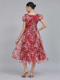 Enchanting Organza Mini Dress (Red)