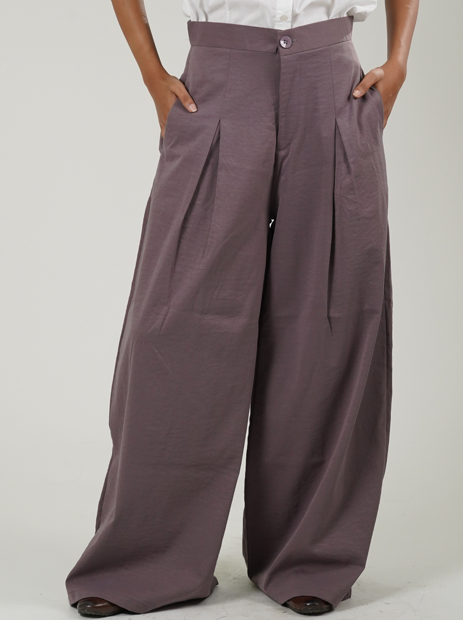 High Waist Wide Leg Korean Trousers (Purple)