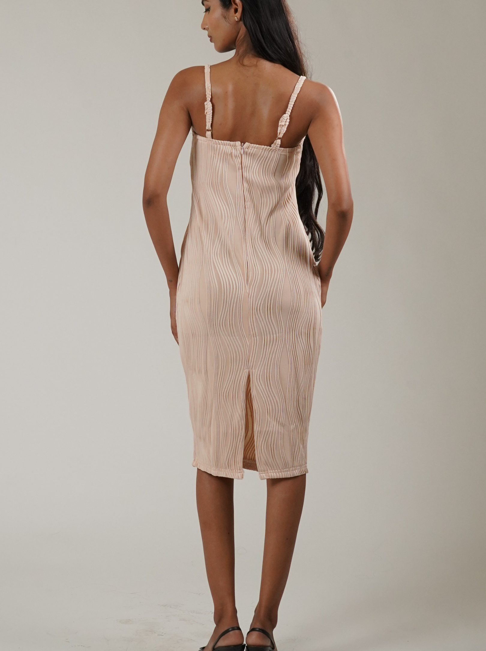 Brighton Textured Sleeveless Bodycon (Cream)