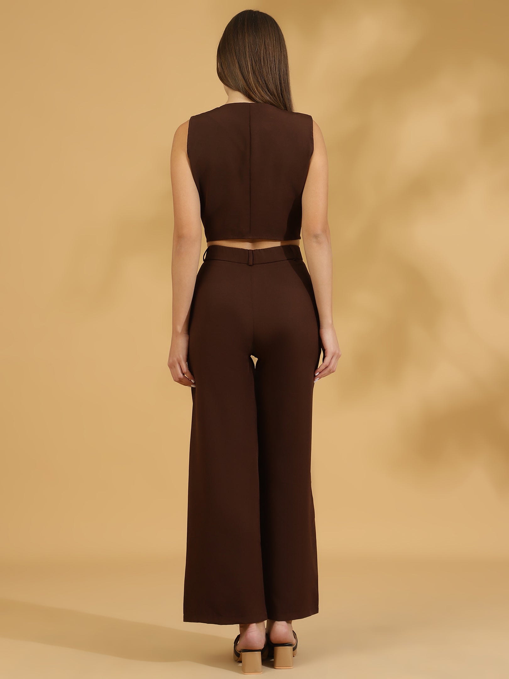 Elegant Matching Vest and Trouser (Dark Brown)