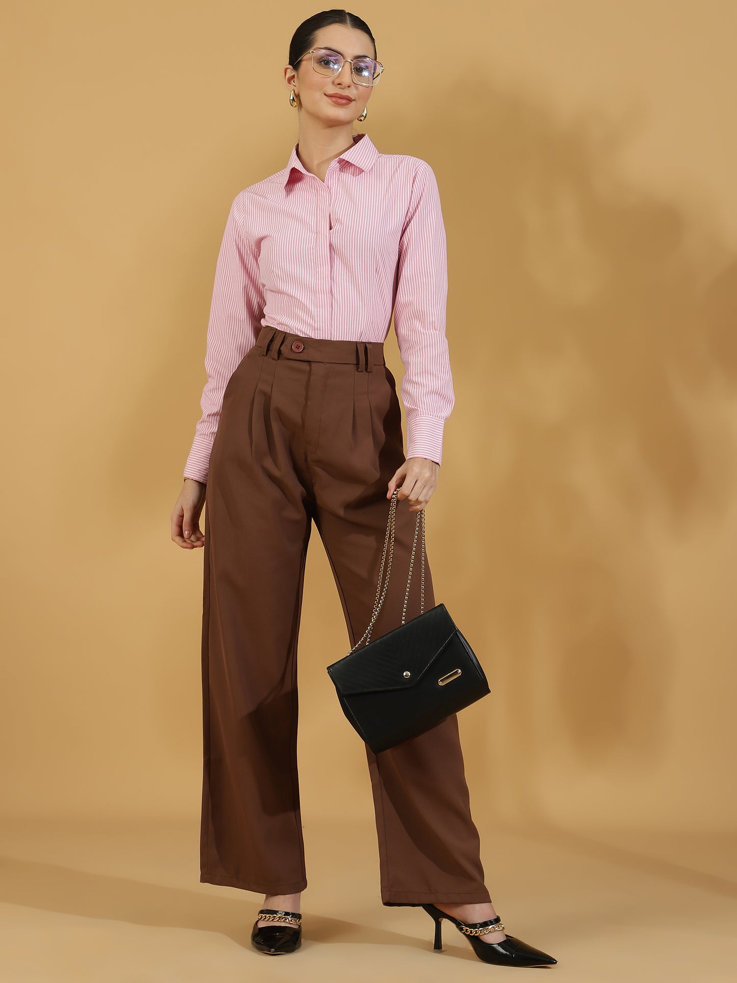 Tailored Pleat Korean Pants (Brown)