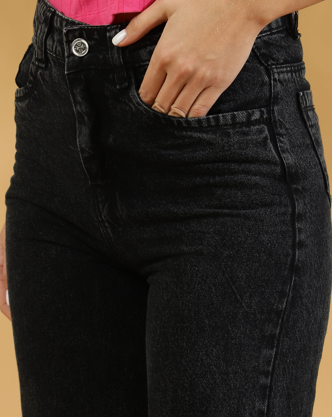 High Rise Straight fit Jean (Charcoal Grey)