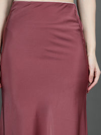 Solid Satin Long Skirt (Red)