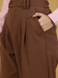 Tailored Pleat Korean Pants (Brown)