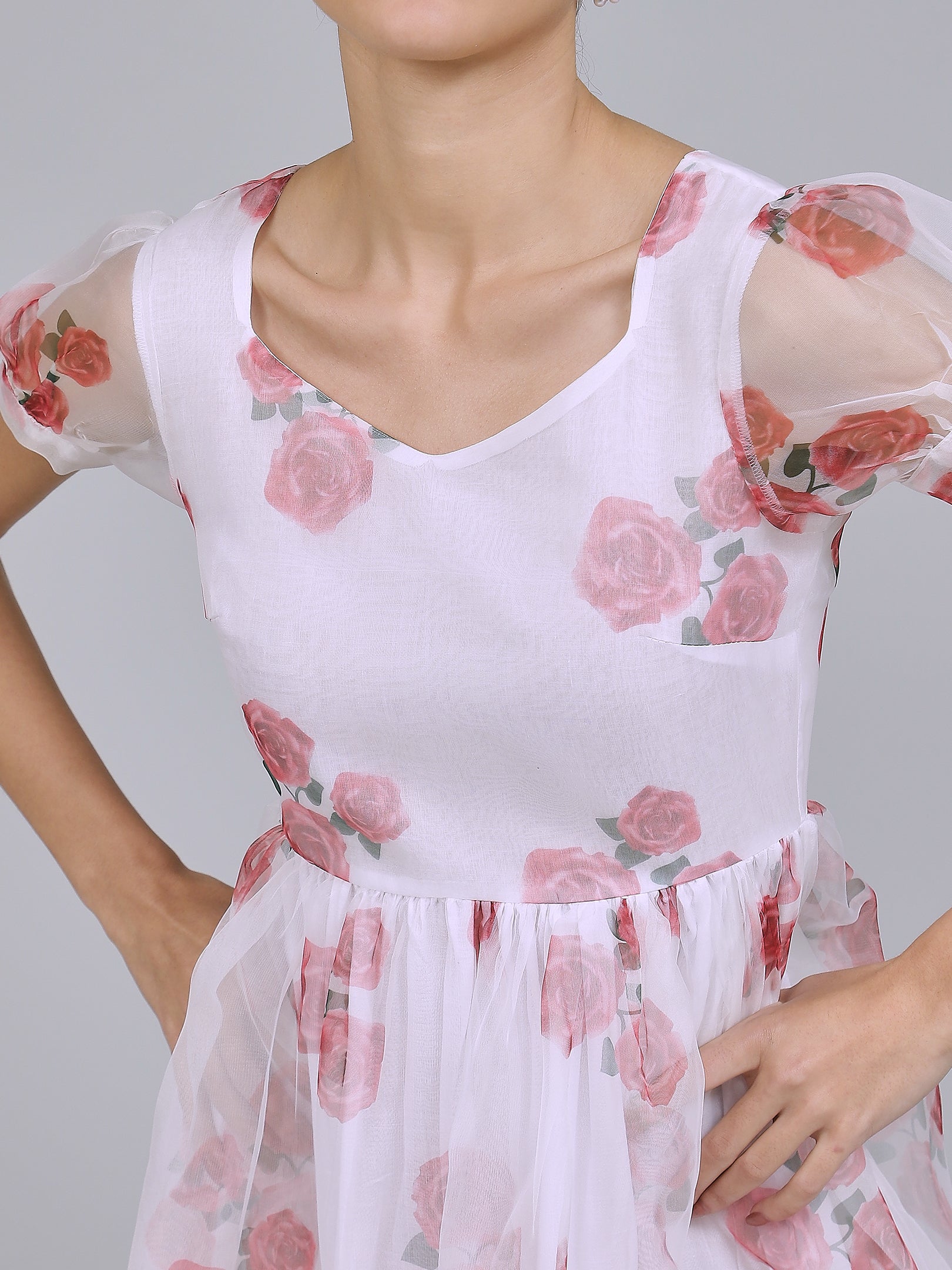 Enchanting Organza Mini Dress (White)