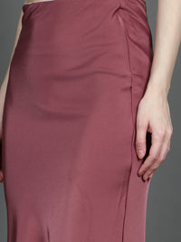 Solid Satin Long Skirt (Red)