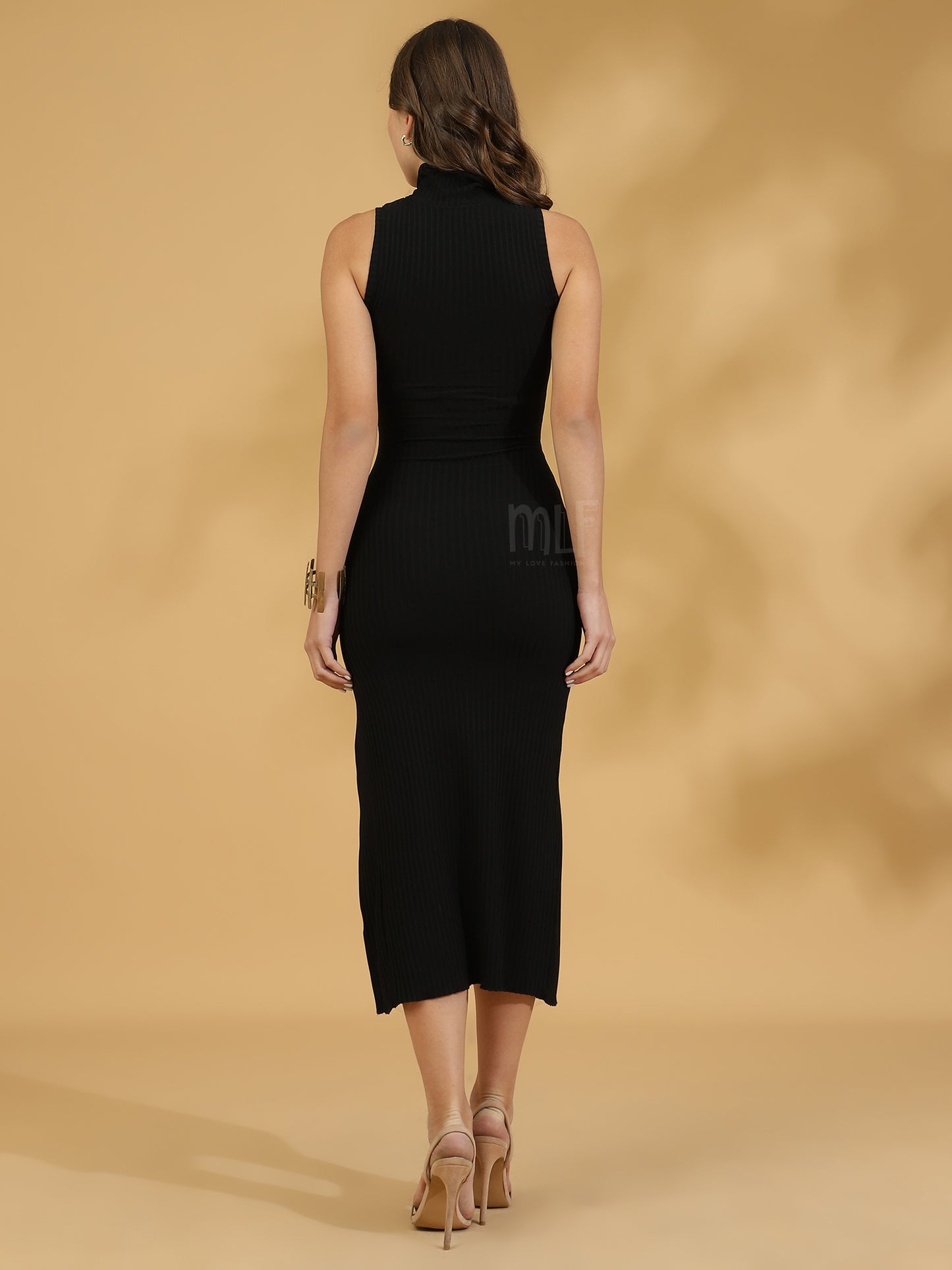 Ribbed Sleeveless Bodycon (Black)
