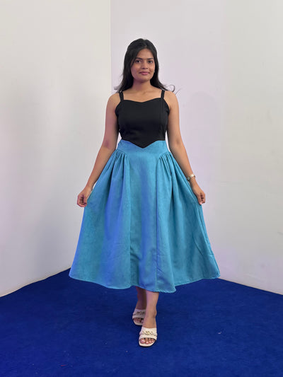 Sleeveless A-Line Party Dress ( Black - Blue)