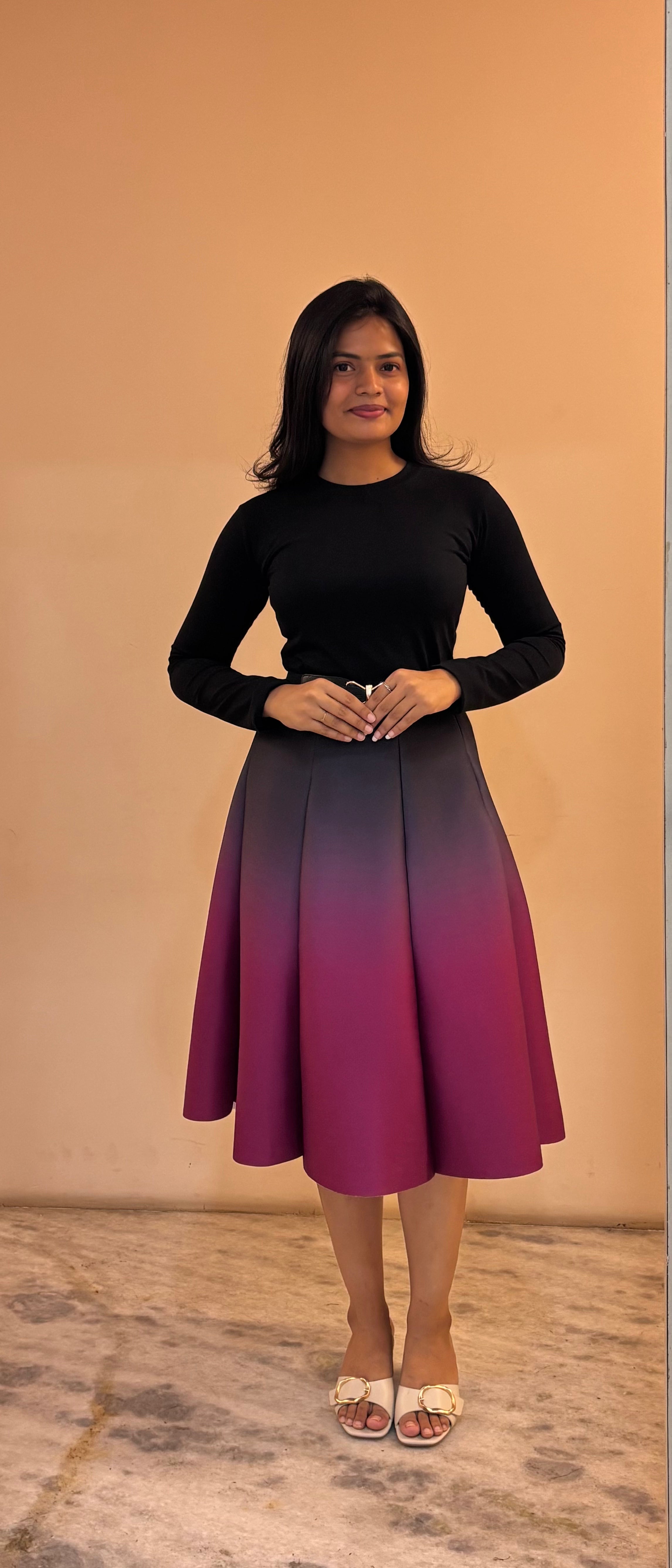 Ombre Scuba Skirt (Black - Purple)