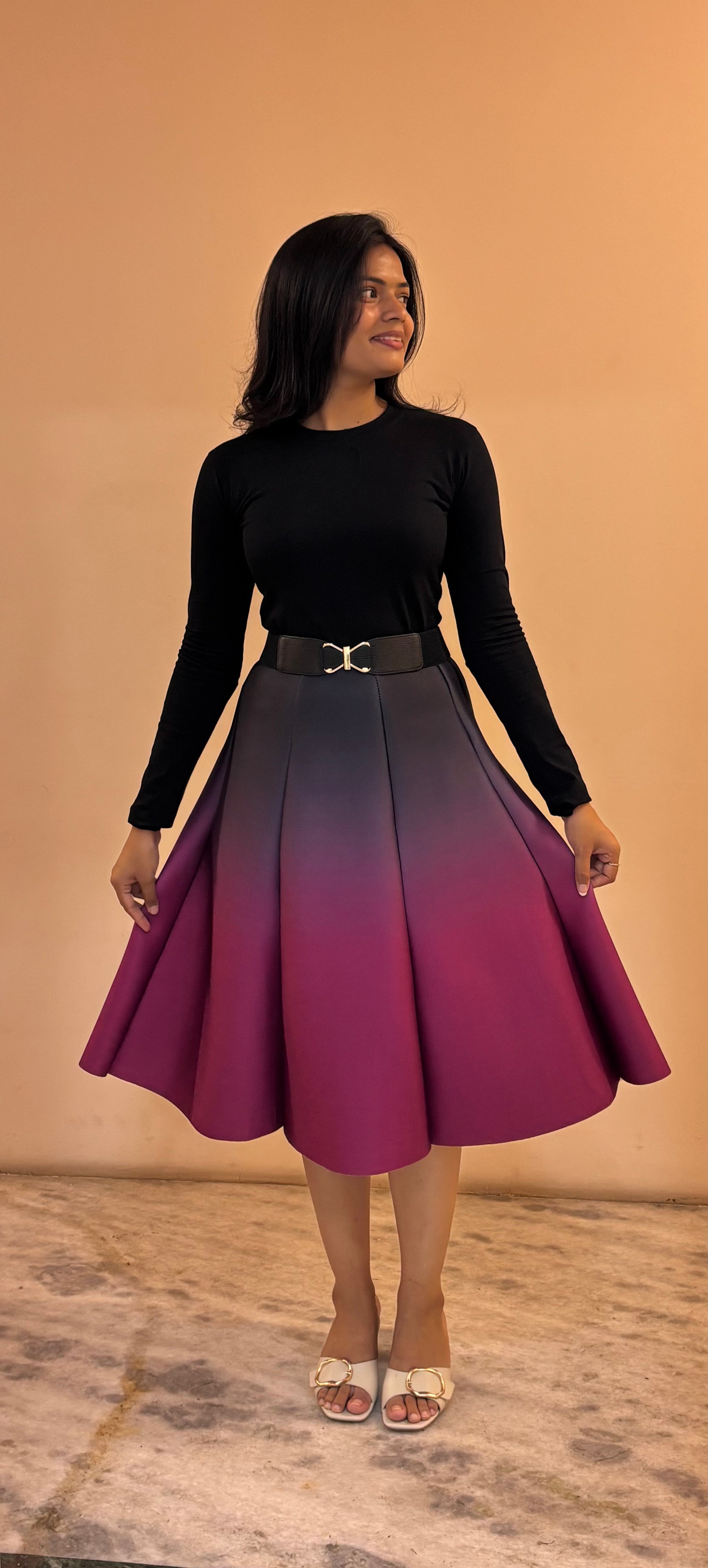Ombre Scuba Skirt (Black - Purple)