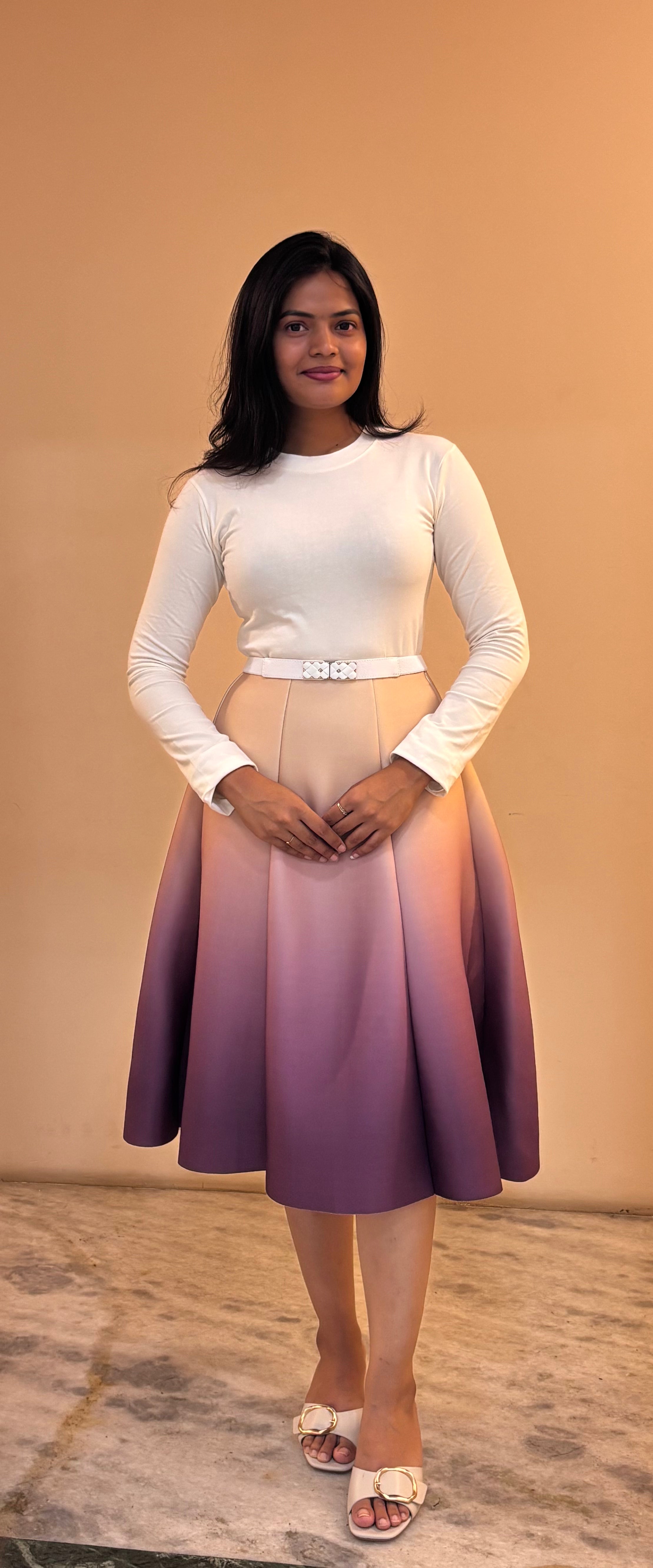 Ombre Scuba Skirt (Beige - Purple)