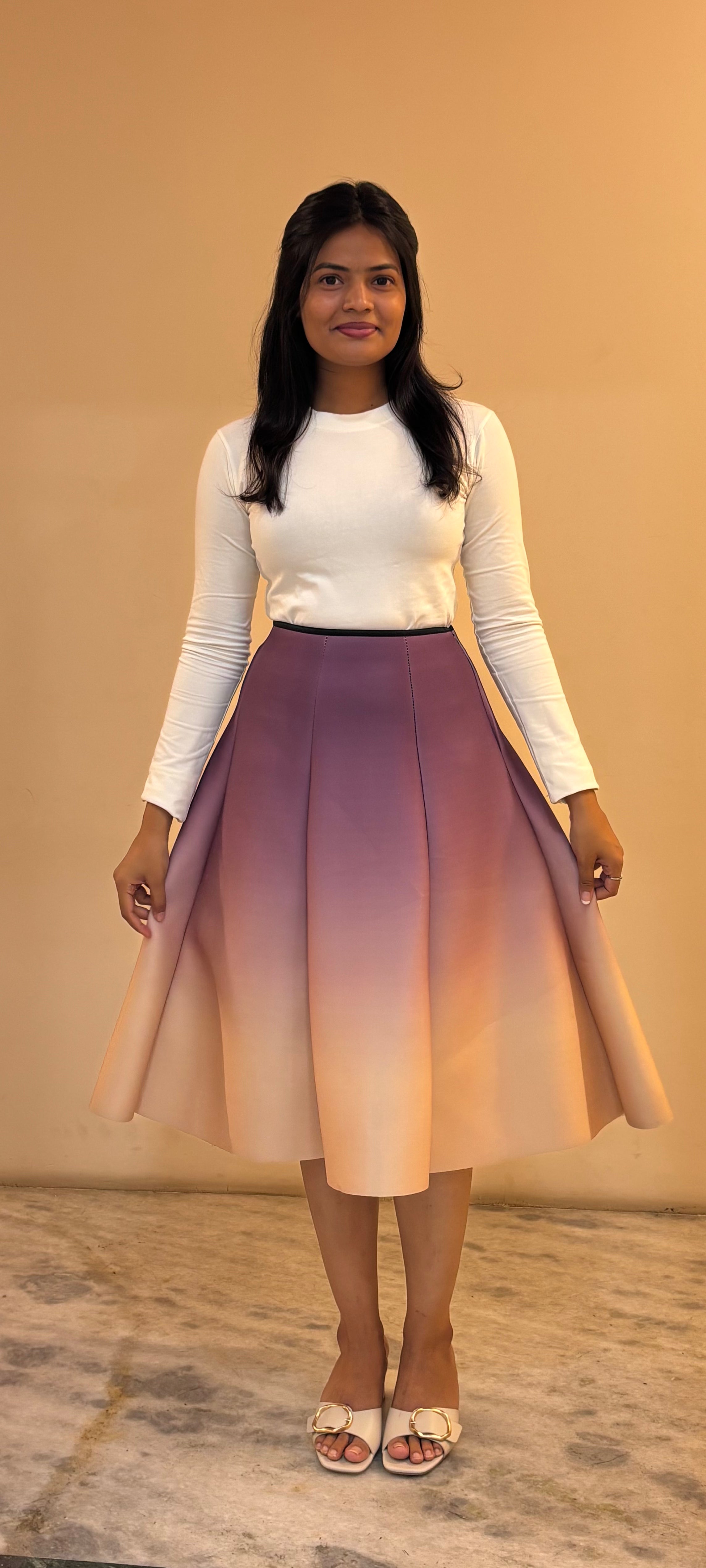 Ombre Scuba Skirt (Purple - Beige)